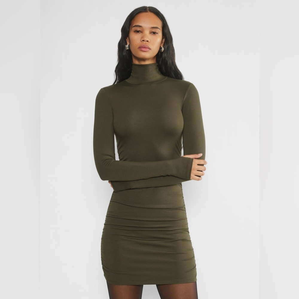 aritzia babaton Yanni midi dress in dark olive